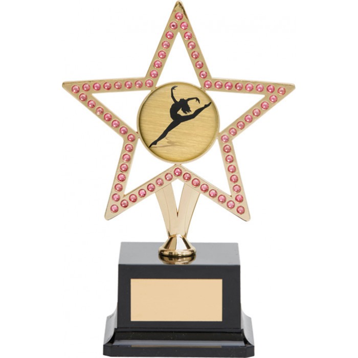  10'' GOLD METAL STAR WITH PINK GEMSTONES - CHOICE OF SPORTS CENTRE 